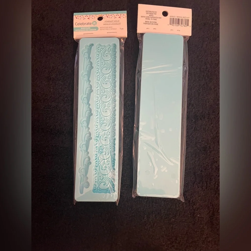 NIP Celebrate It Light Blue Silicone Lace Border Molds - Set of 2